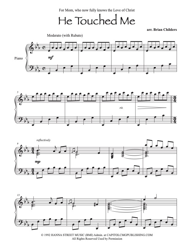 He Touched Me (Piano Solo)